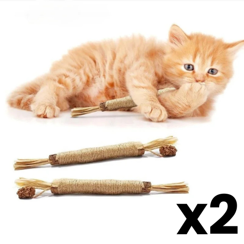 Jouet à mâcher pour chats en bâton de matatabi naturel (Lot de 2)